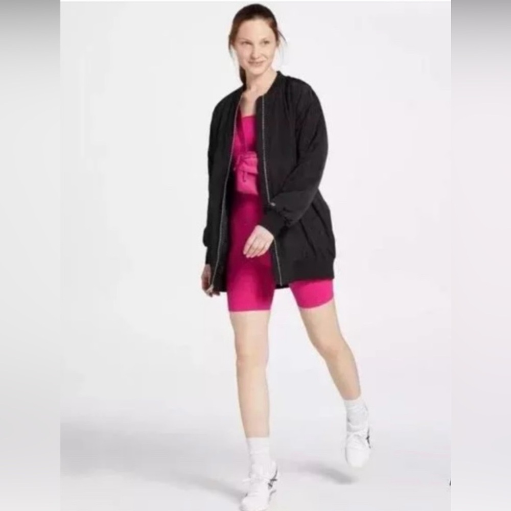 DSG Women’s NWT Long Bomber Jacket Pure Black Size M Water Resistant Roomy Fit